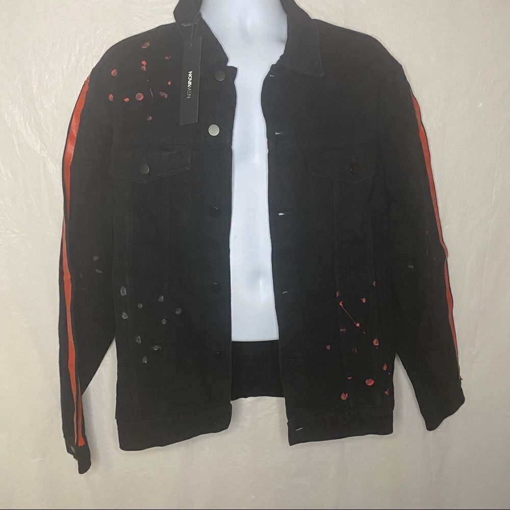 Black & Red Fashion Nova Men denim jacket Size XL - Picture 2 of 8